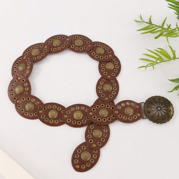 Brown Boho Women's Heart Patchwork Belt - Picture 3 of 4